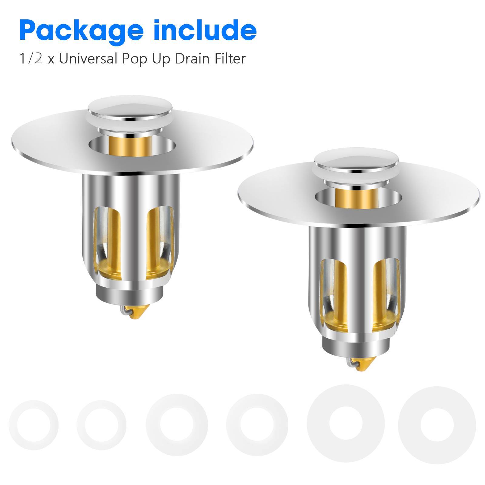 Universal Bathroom Sink Stopper Drain Filter Bullet Core Push Plug Bounce Pop Up