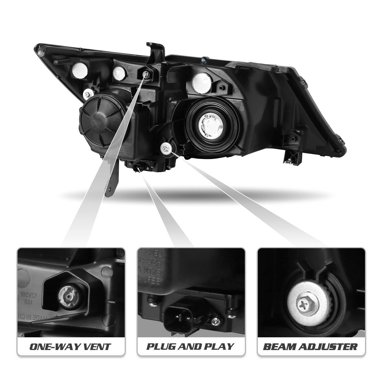 For 2007-2013 Acura MDX Headlights HID Xenon Headlights Assembly Pair w/o AFS