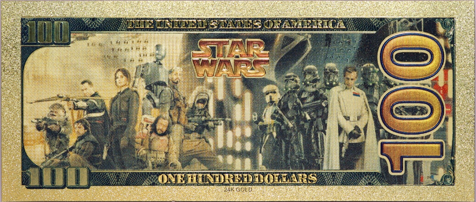 Lot of 8 Star Wars Darth Vader Yoda Luke Han Boba Fett Gold Foil Notes Set XS12