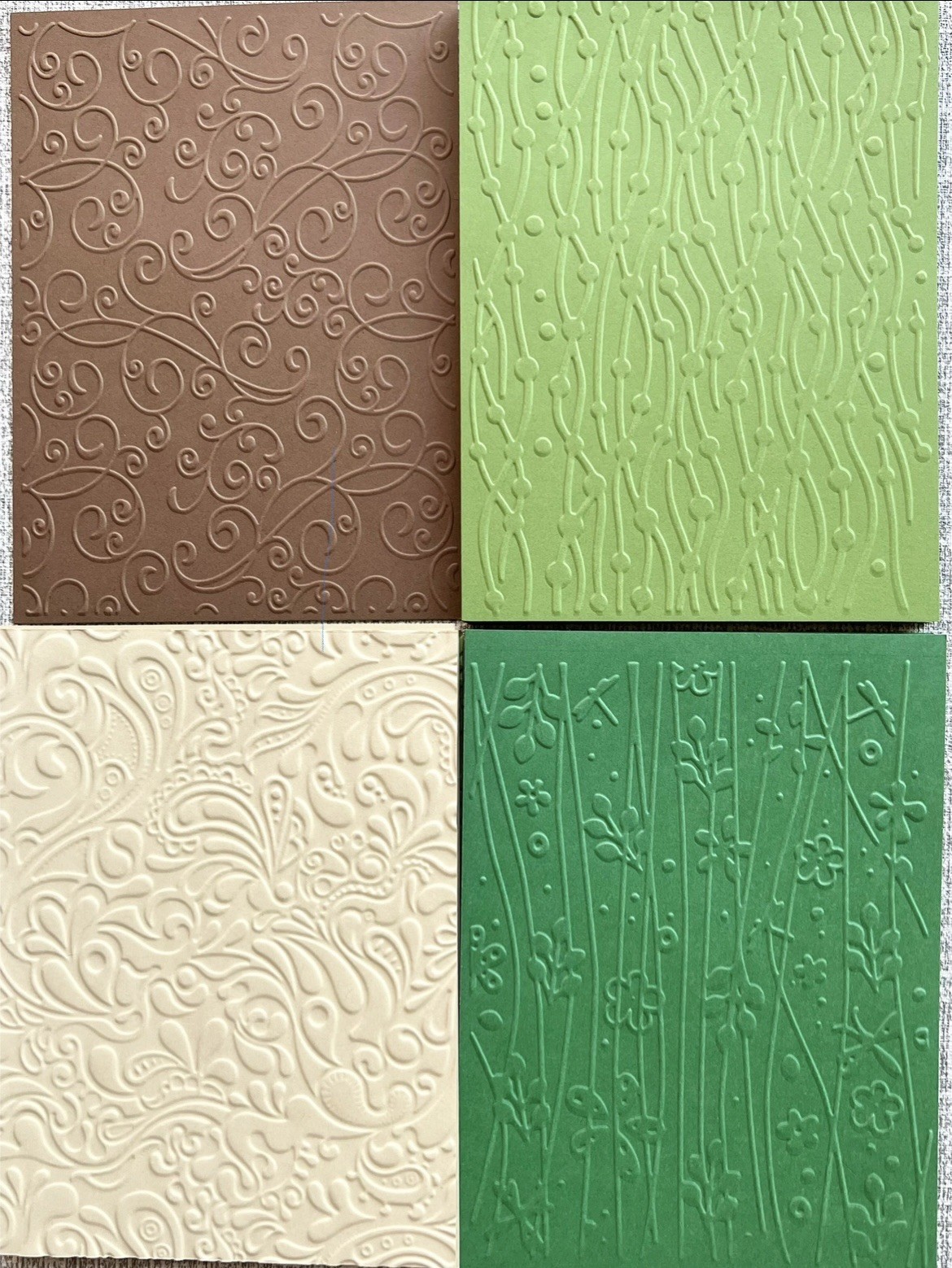 100 Pcs Embossed Cardstock, Green/brown Shades, Card Toppers, Journal Ephemera