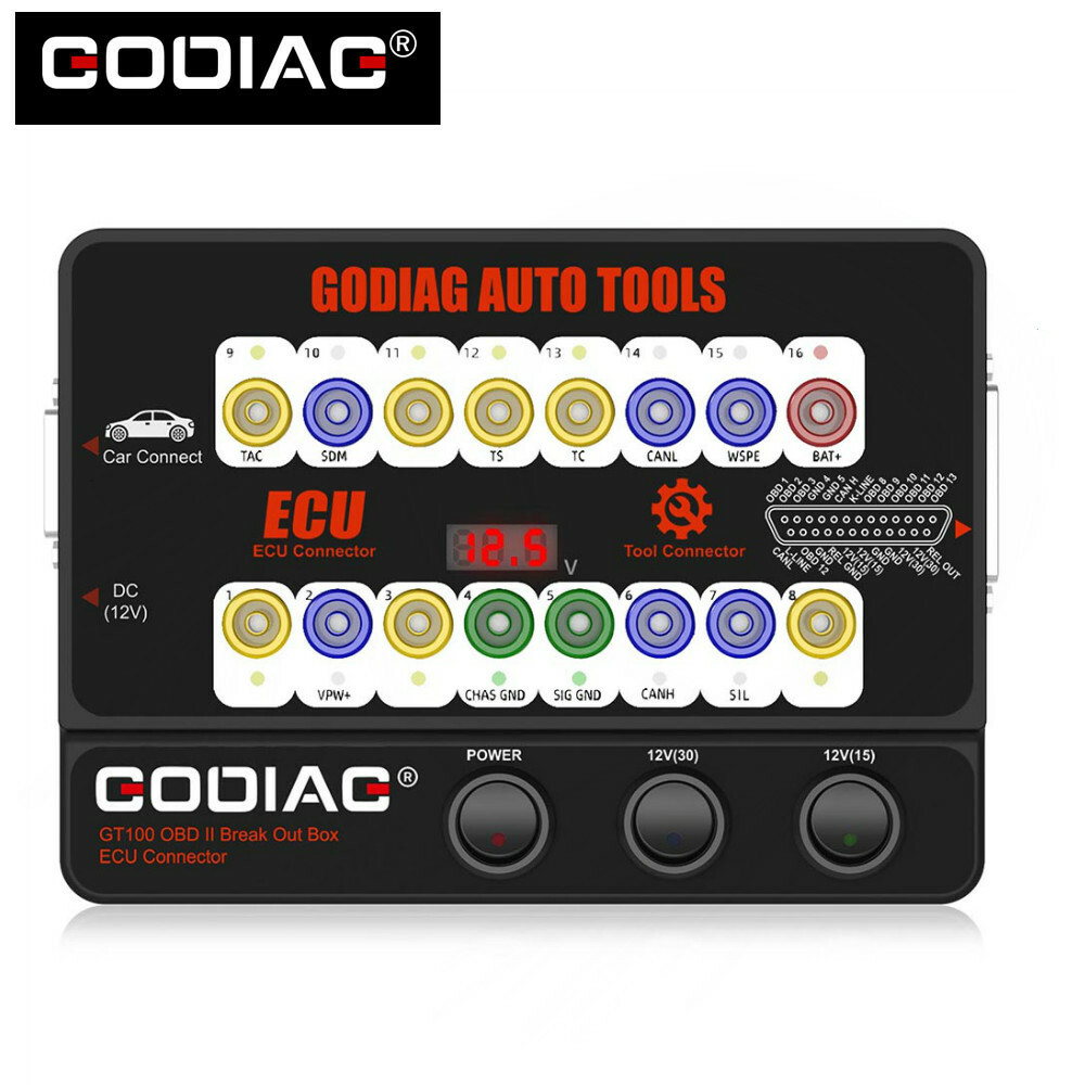 GODIAG Auto Tool GT100 ECU Connector OBDII Break Out Box OBDII Protocol Detector