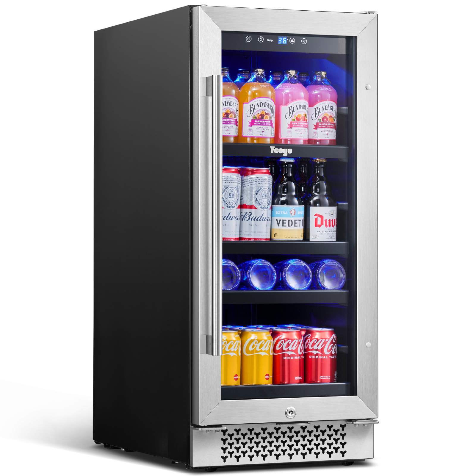 Yeego 15" Beverage Cooler Refrigerator 80 Cans Freestanding Fridge
