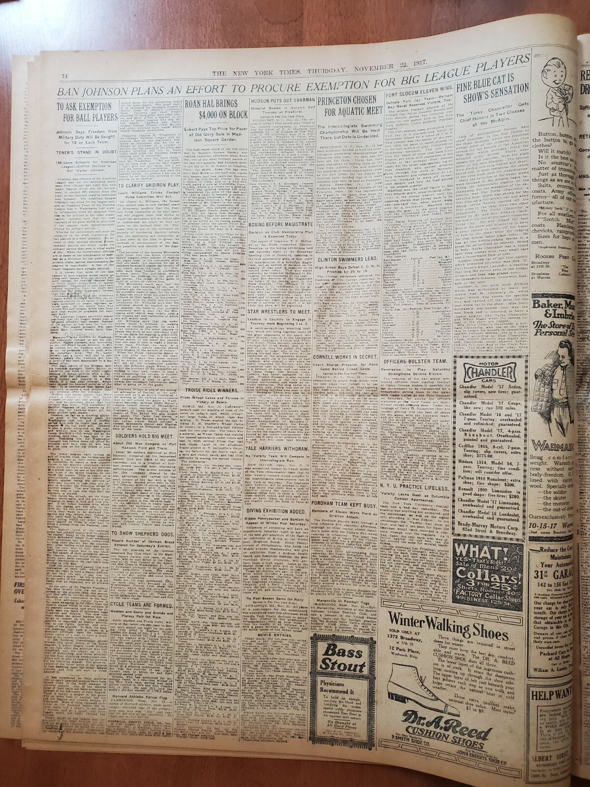 1917 NOVEMBER 22 NEW YORK TIMES - HAIG HURLS HIS ARMY AT CAMBRAI - NT 8080