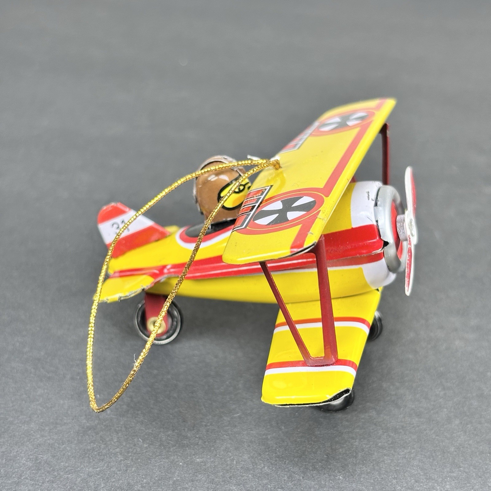 Schylling Bi-Plane Tin Toy Christmas Ornament Collector Series 3.5in