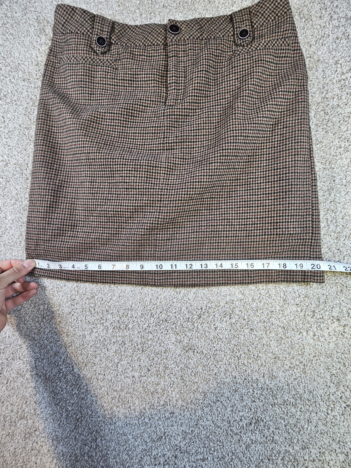 Eddie Bauer Skirt Womens Sz 10 Brown Houndstooth Wool Blend Pencil Lined Career