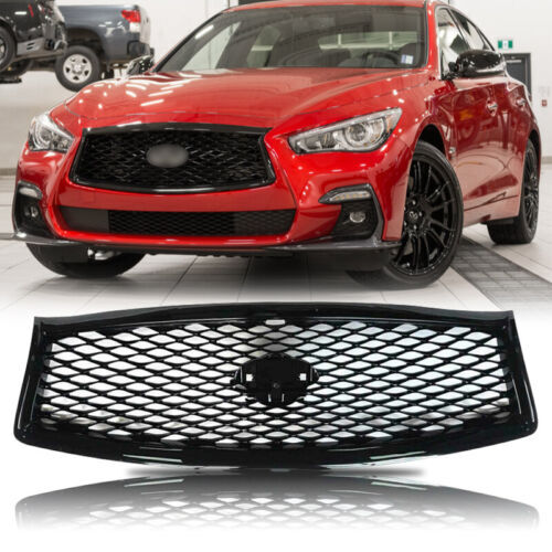 For Infiniti Q50 2014-2016 2017 Front Bumper Upper Grille Gloss Black Grill JDM