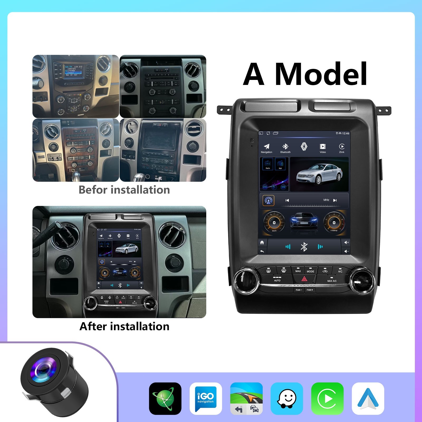 For Ford F150 2009-2014 Android 13 9.7" Apple Carplay Car Stereo Radio GPS NAVI