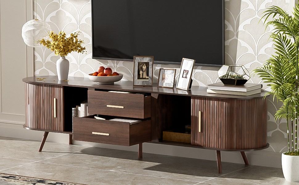 Modern TV Stand for 80" TV Entertainment Center Media Console Table W/ 2 Drawers