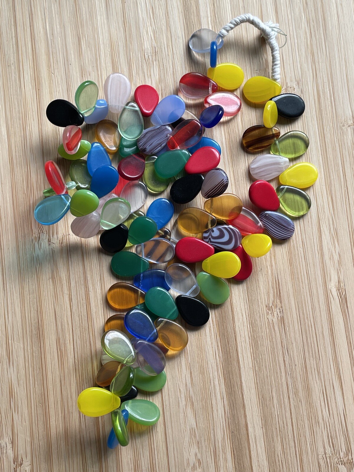 African Trade Beads Mali Wedding Necklace Czech Paddle Glass