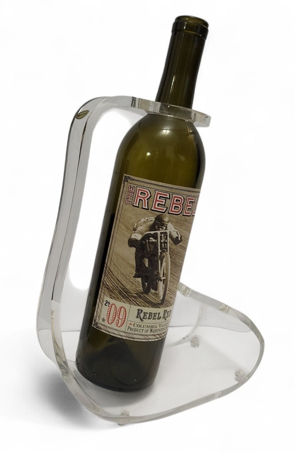 Lucite Wine Bottle Holder Stand 1970s Clear Acrylic Mid Century Modern Barware