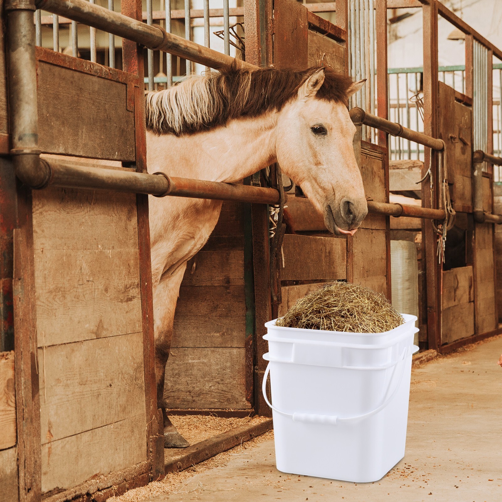 4-Pack 3 Gallon Square Food Grade Plastic Bucket Pail with Sealed Lid and Handle