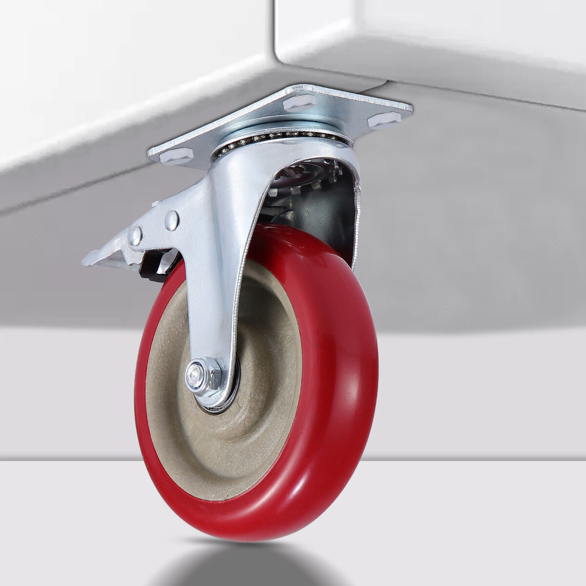 8 Pack Heavy Duty 4'' Caster Wheels Swivel Plate Polyurethane Wheels w/Brake US