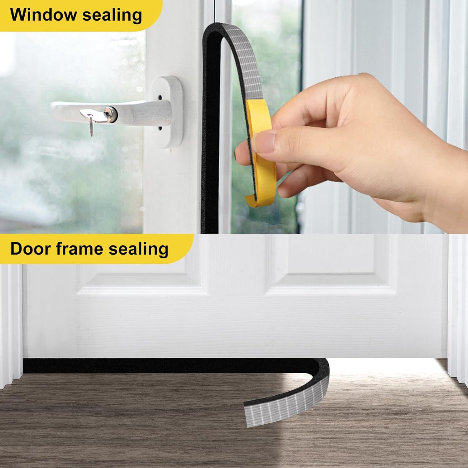 Weather Stripping Door Seal Strip,Black Weatherproof Foam Tape Insulation for