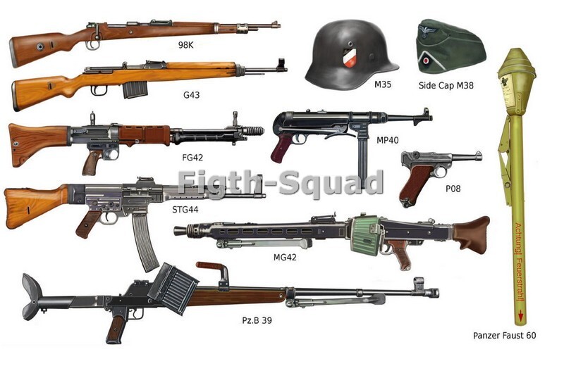 WW2 Picture Photo German Guns 98K G43 MP40 FG42 STG44 P08 MG42 FG42 PZB39 3303