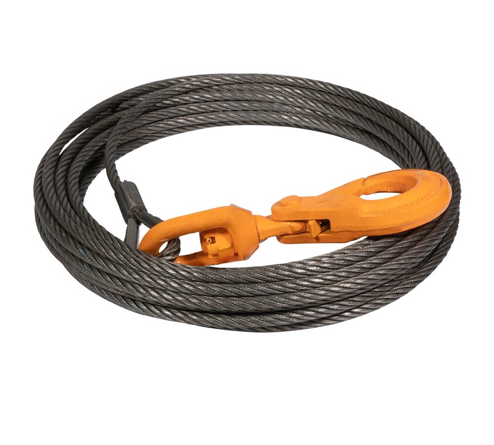 Wire Rope Steel Core Winch Cable 3/8"x100' Self-Locking Swivel Hook, 4250 # WLL