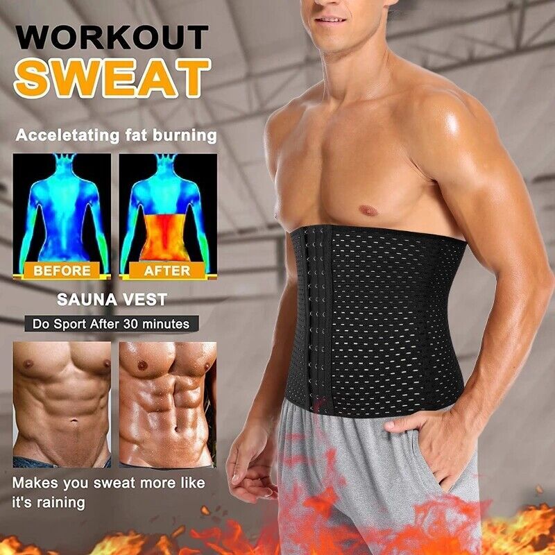 Men Waist Trainer Body Shaper Tummy Girdle Belt Belly Fat Burners Corset S-2XL