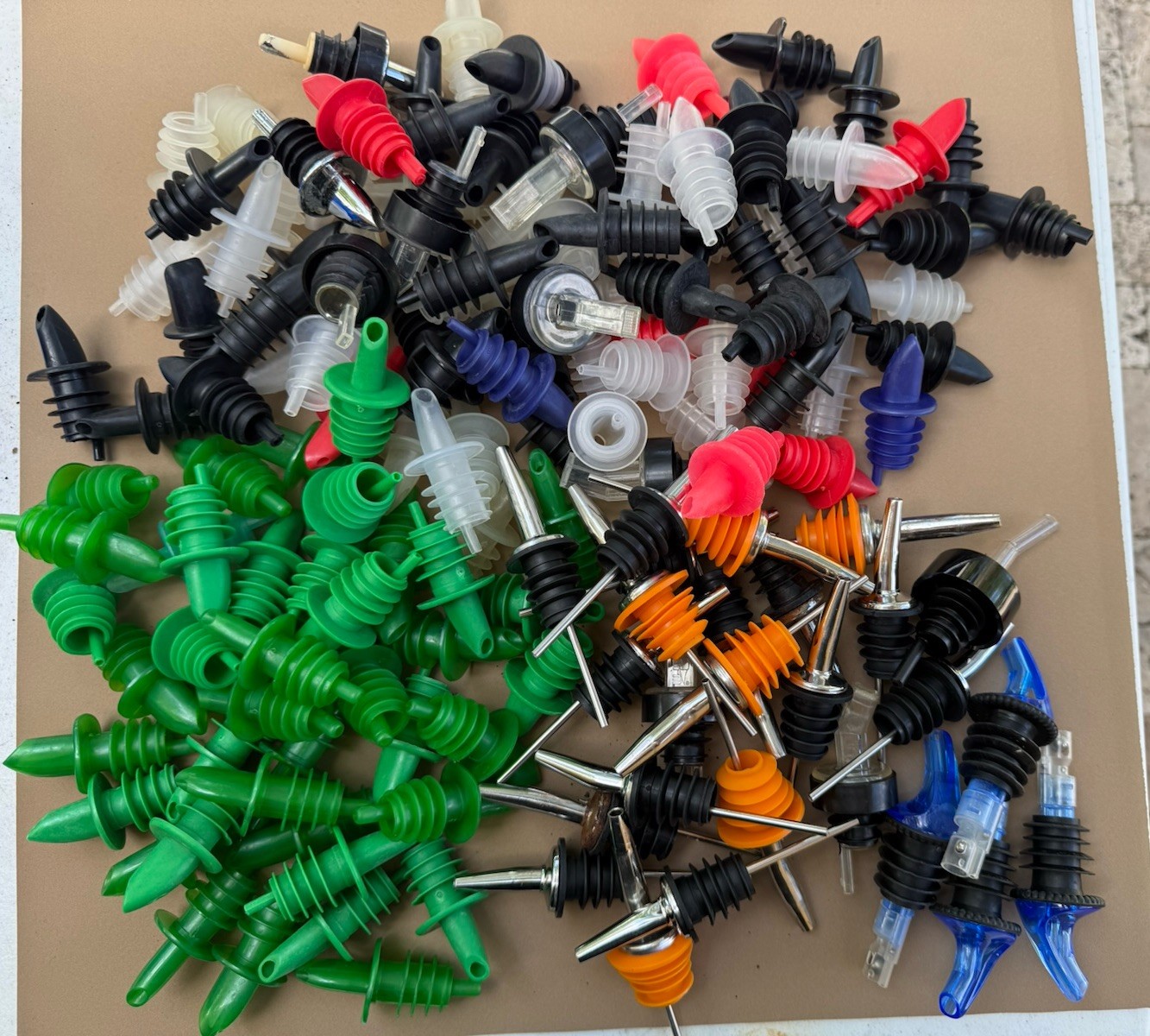 (Over 145) BAR LIQUOR BOTTLE POUR SPOUTS - Including Four Precision Pour Spouts