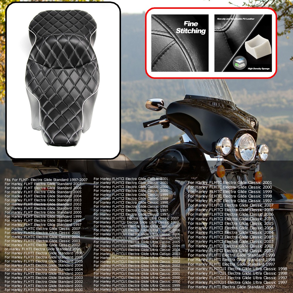 For Harley Electra Glide Ultra Classic FLHT 1997-2007 Low-Profile Passenger Seat