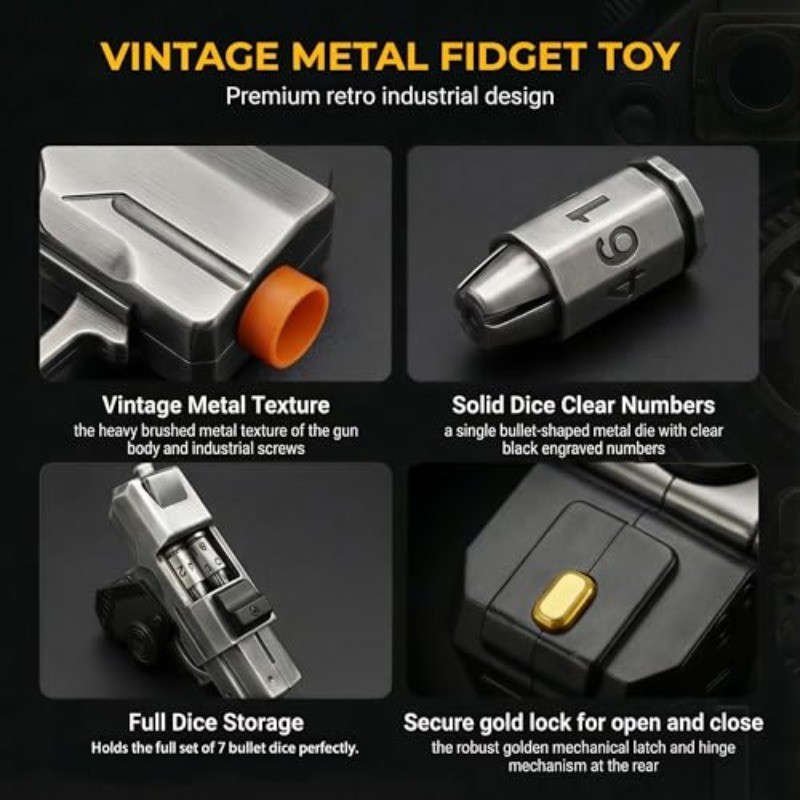 7 Piece Metal Polyhedral Bullet Dice Set, New Gaming Dice