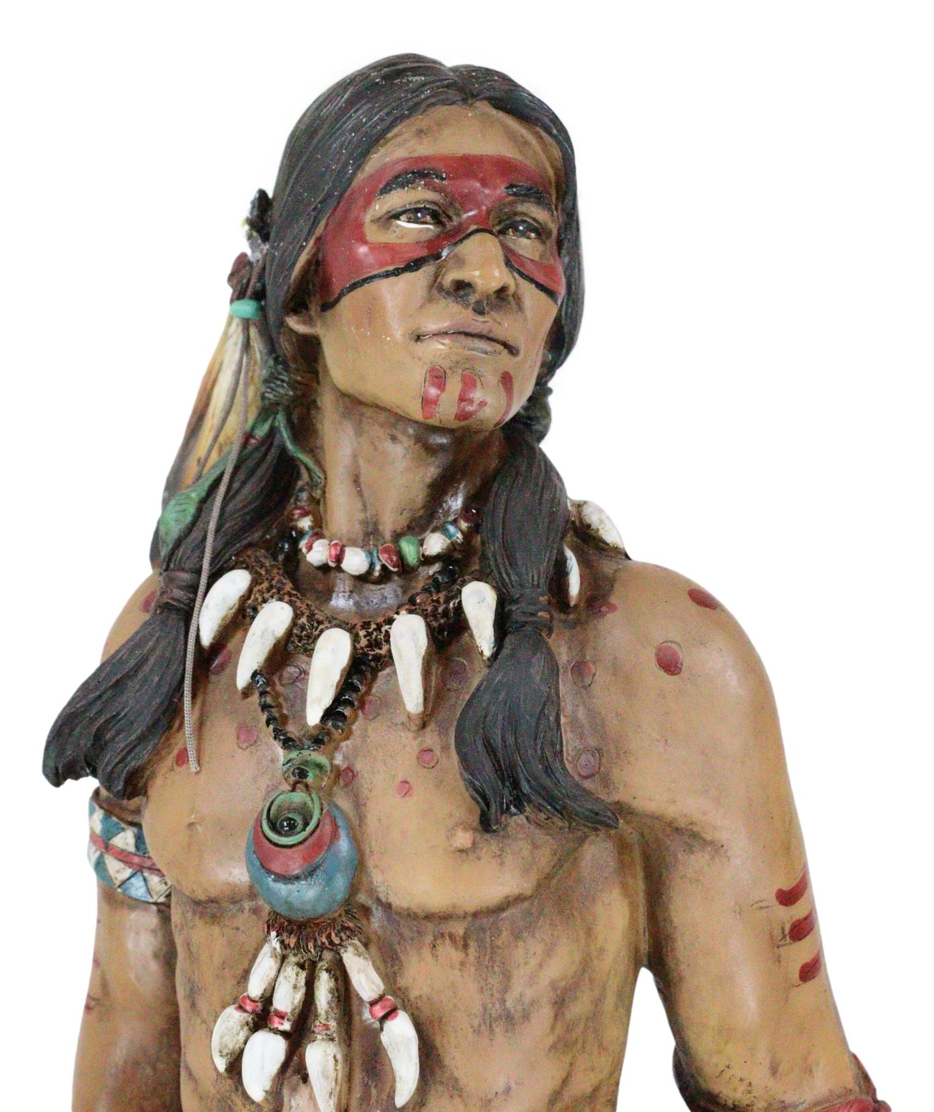 Native American Indian Eagle Warrior Tribal Hero With Axe And Shield Figurine