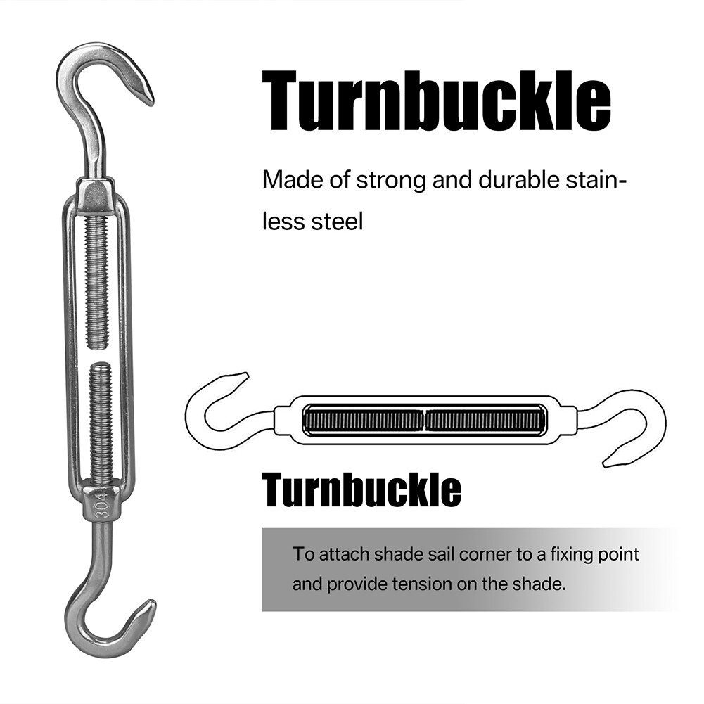 Sun Shade Sail Hardware Kit Garden Patio Awning Canopy Waterproof Cover Outdoor