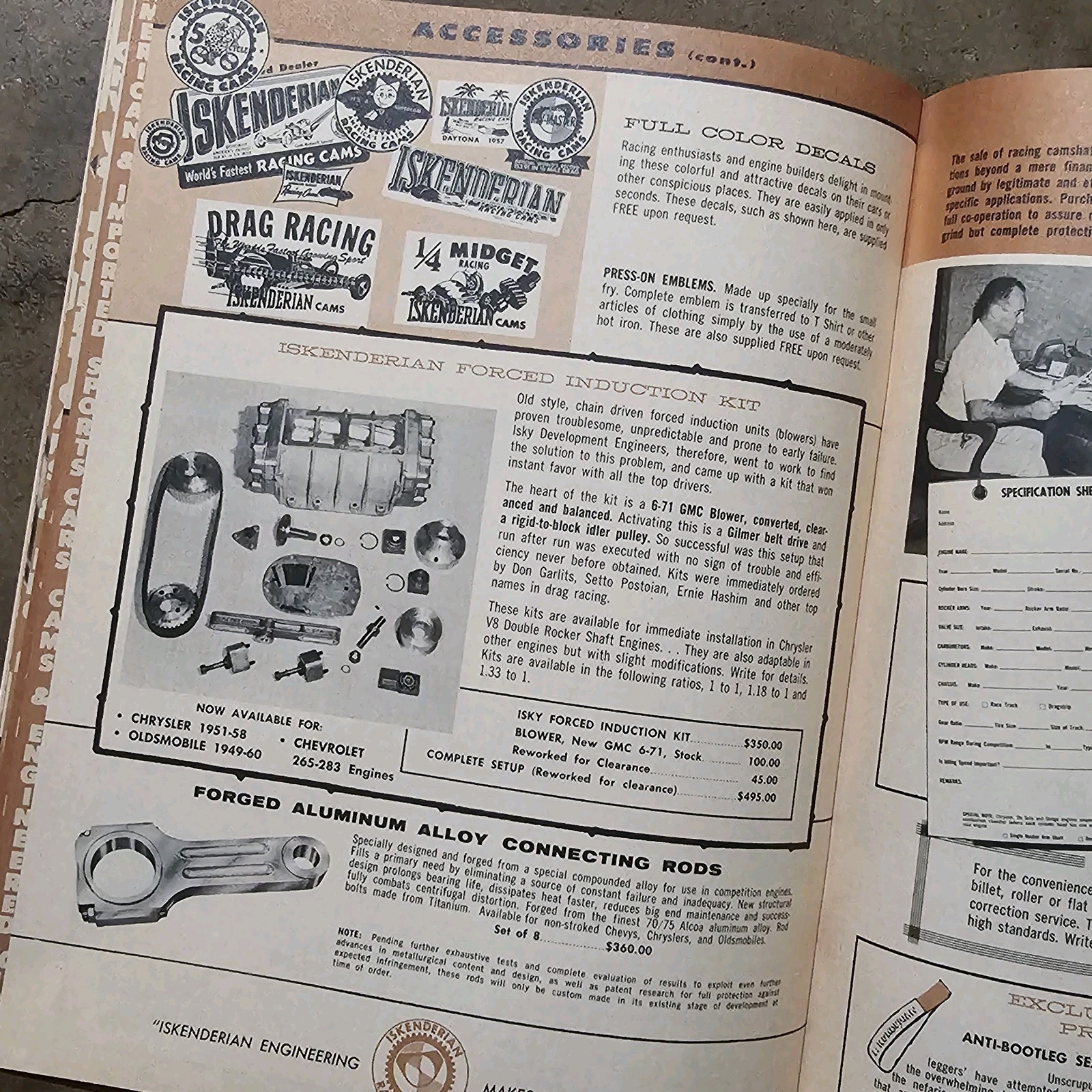 1960's ISKY Catalog Iskenderian Cams Hot Rod Drag Racing SCTA NHRA Gasser Auto