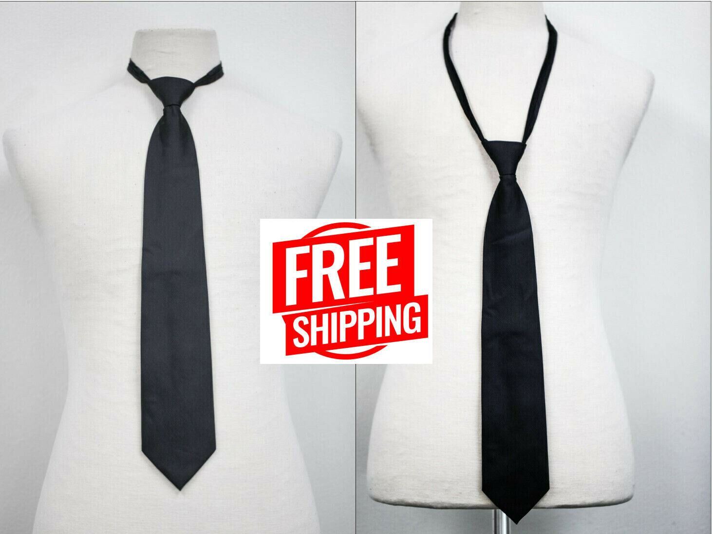 Brand New Men or Boys Pre-Tied Black Zipper Tie Easy Dress Clothing Accessory