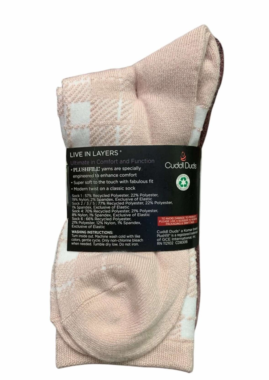 Cuddl Duds Women's Plushfill Super Soft Comfort Crew Socks, 6 Pair