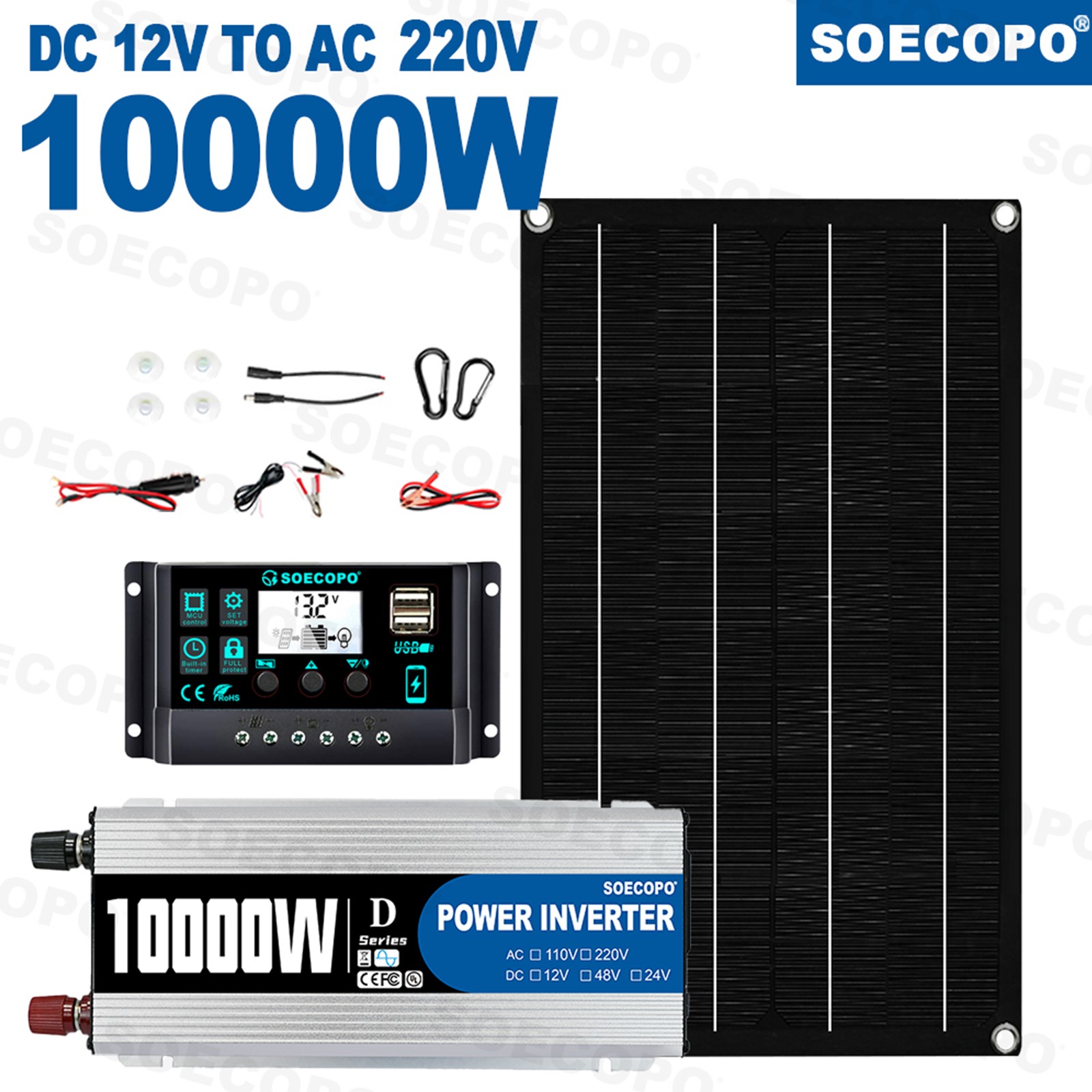 10000W Inverter Solar Panel Kit Solar Power Generator 100A Home 110V Grid Systhy