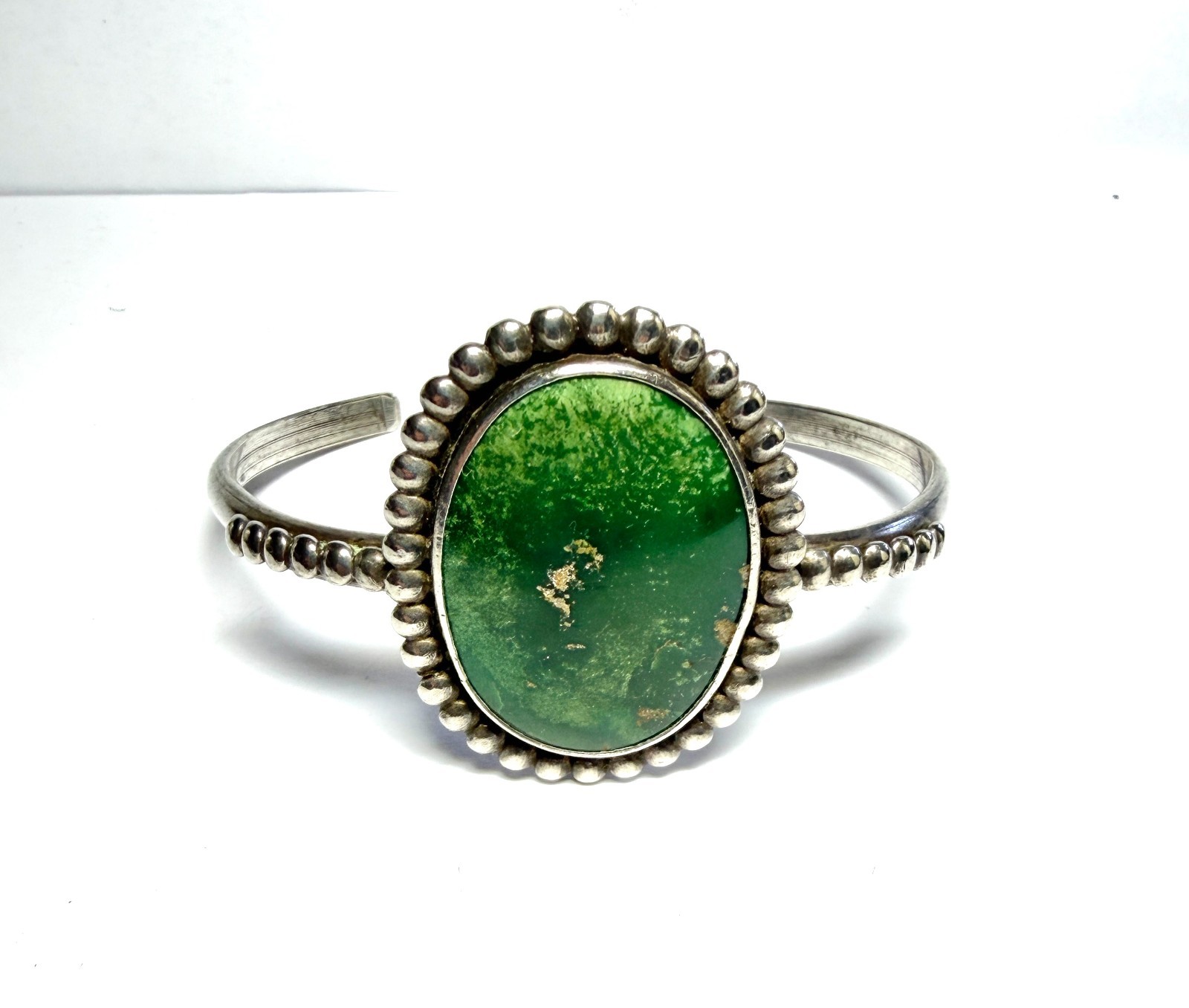 Native American Navajo? Sterling Green Turquoise Cuff Bracelet Old Pawn Vintage