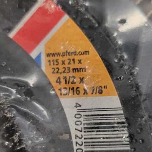 Pack of 5 PFERD *68099 4-1/2" x 7/8" Polifan Zirconia 40G PSF-Trim Flap Disk