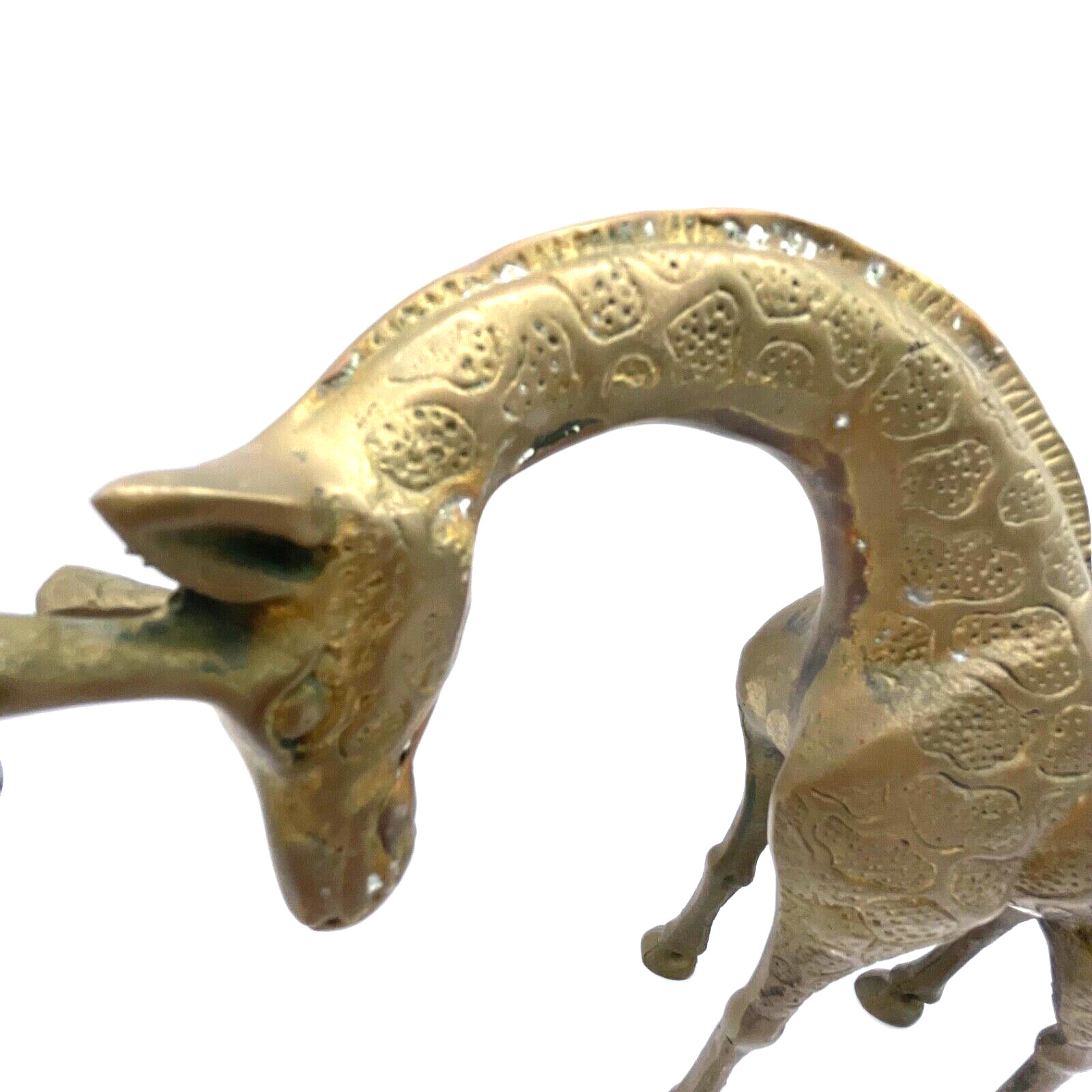 Vintage Mid Century Modern SOLID Brass Giraffe Figurine Statue 8" x 8" x 4"