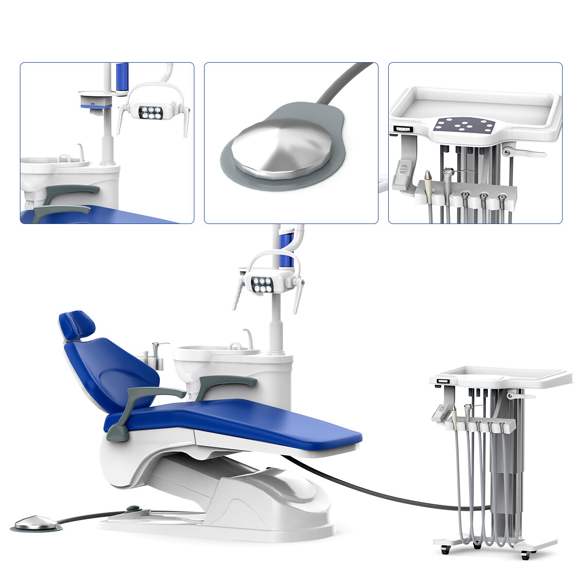 Dental Unit Chair Controlled DC Motor PU Leather/Delivery Unit Air Compressor 4H