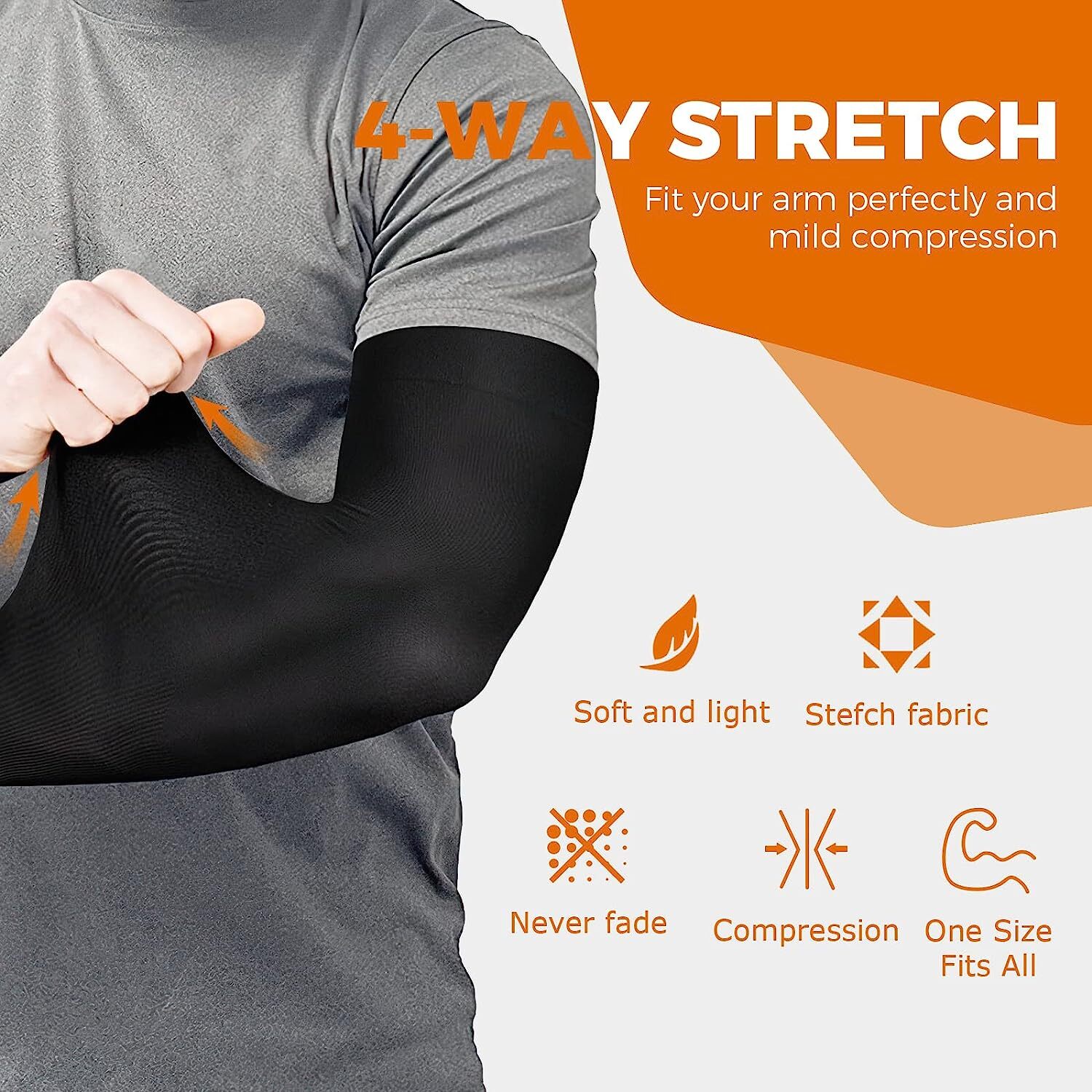 Arm Sleeves Cooling UV Sun Protection Sports Compression Sleeves for Men Women