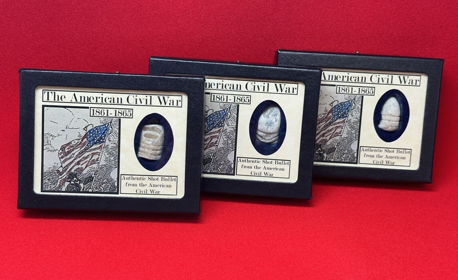 Authentic American Civil War Bullet Relic with Glass Top Display Case and COA