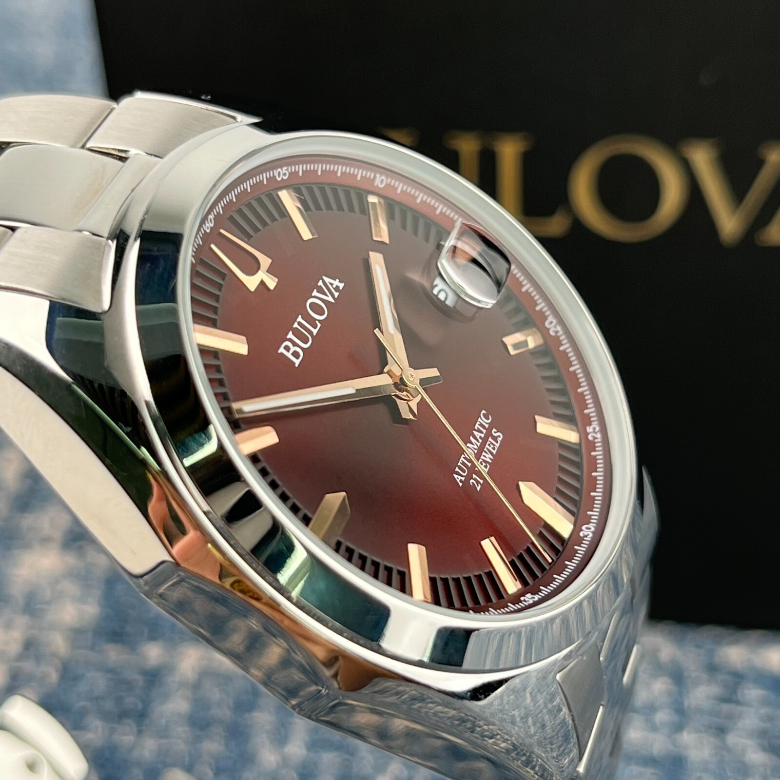Bulova Surveyor 98B422 Red Dial Stainless Steel Automatic Men's Watch