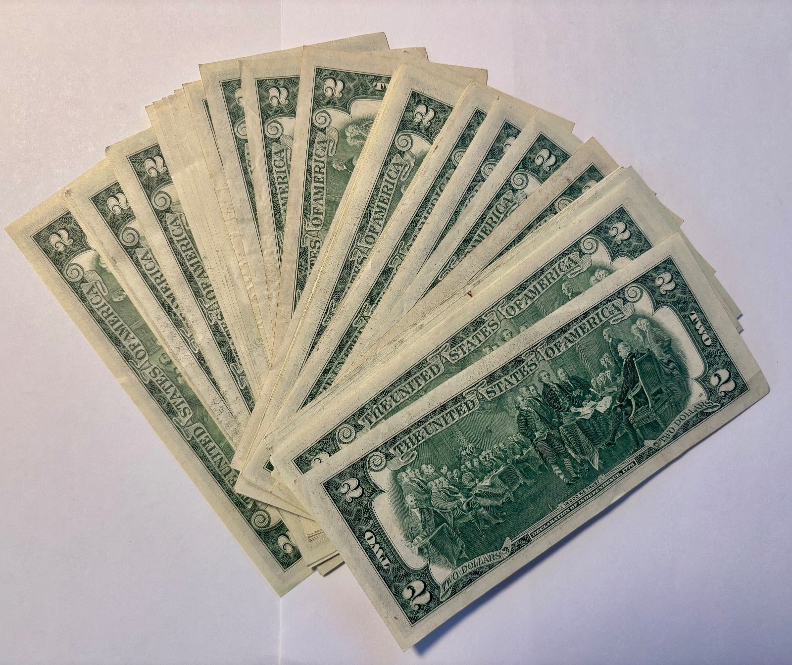 1976 $2 Two Dollar Bill 50th Anniversary Bicentennial Crisp Almost Uncirculated