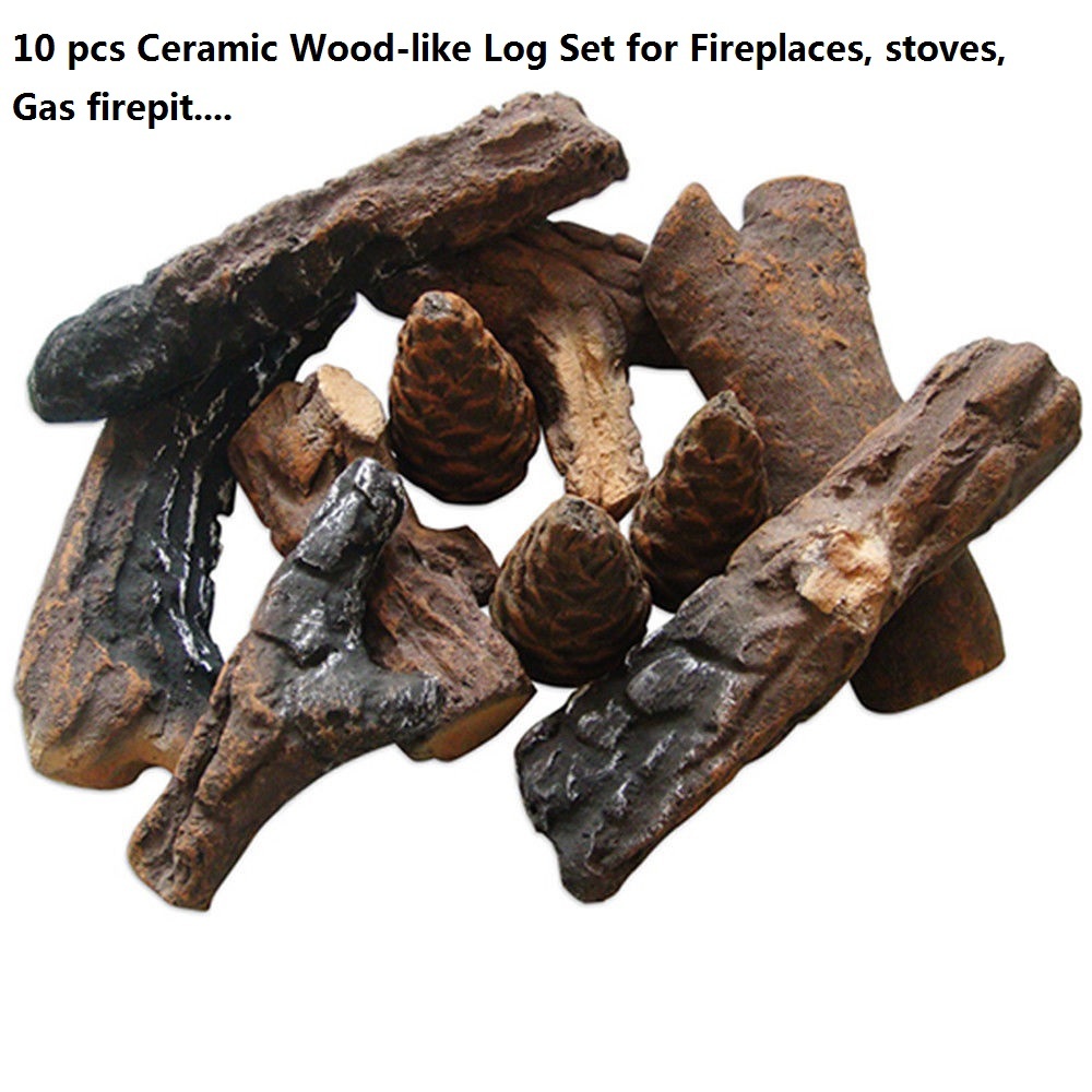 Fireplace stoves propane firepit Woodlike Ceramic decorative Log Set 4,8,9,10pcs