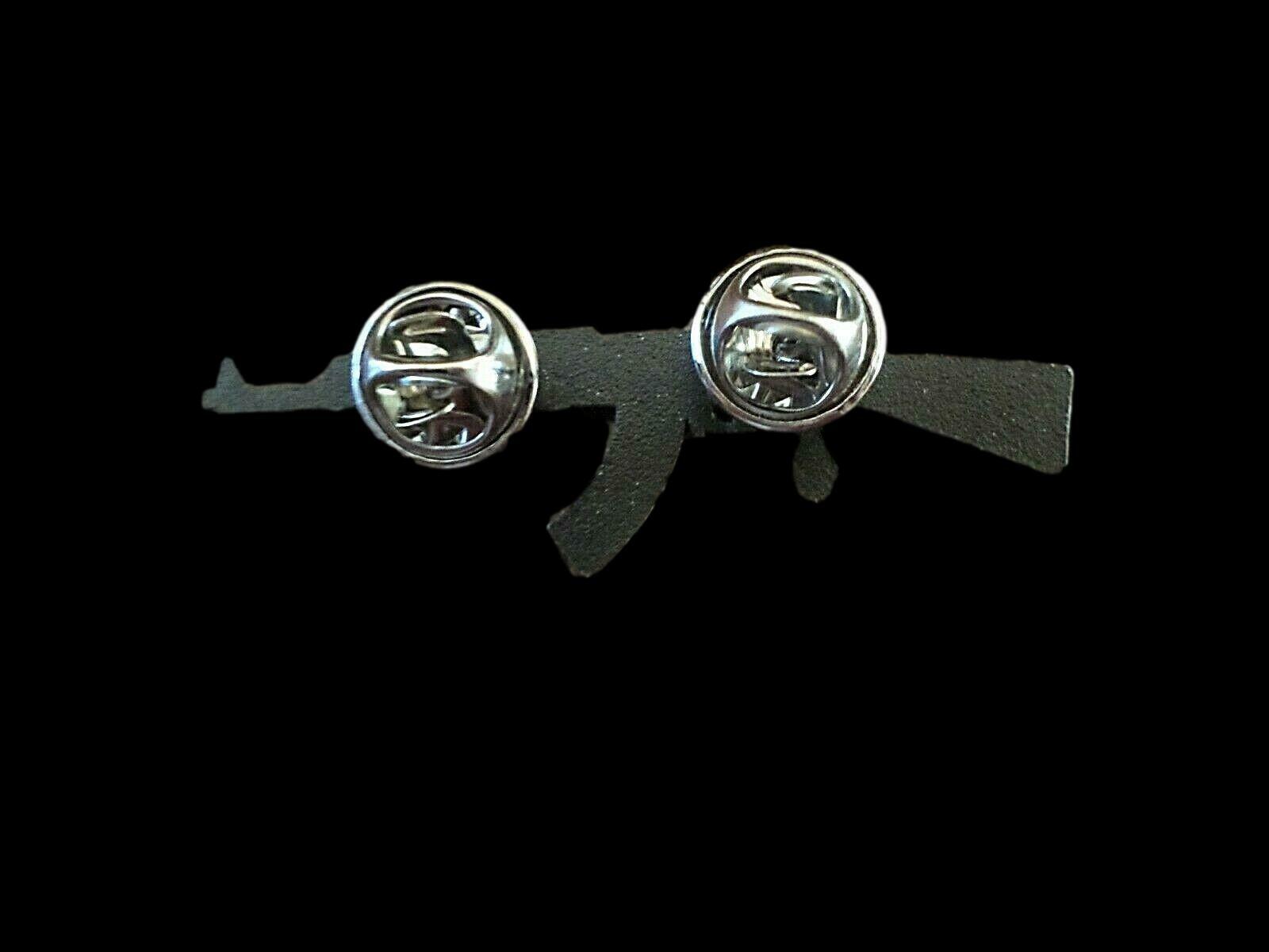 MILITARY AK-47 RIFLE HAT LAPEL PIN DOUBLE CLUTCH BACK GOOD QUALITY