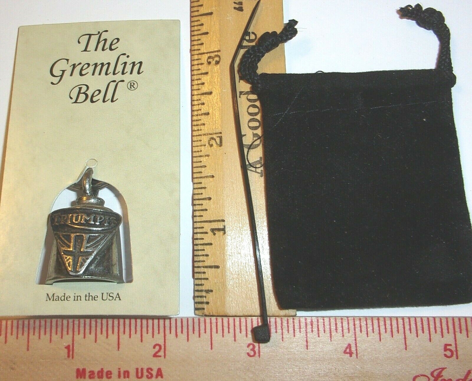 Triumph bell Gremlin good luck motorcycle riding charm ride guardian made USA