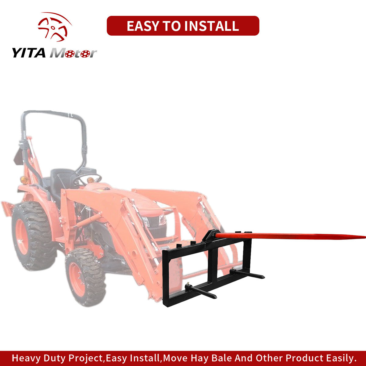 49" Hay Spear Sleeve Attachment Skid Steer Loader for Bobcat Trator 3000 LBS