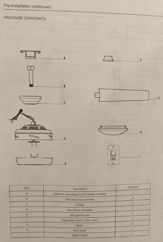 TRENDY LIGHTING "ALBA" 60" 3-BLADE LED CEILING FAN MIDNIGHT BLACK & WALL CONTROL