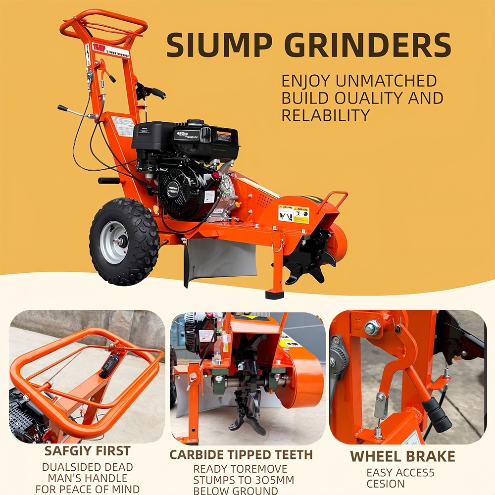 15HP Stump Grinder, Gas Powered Tree Stump Cutter with B&S Engine for Farm