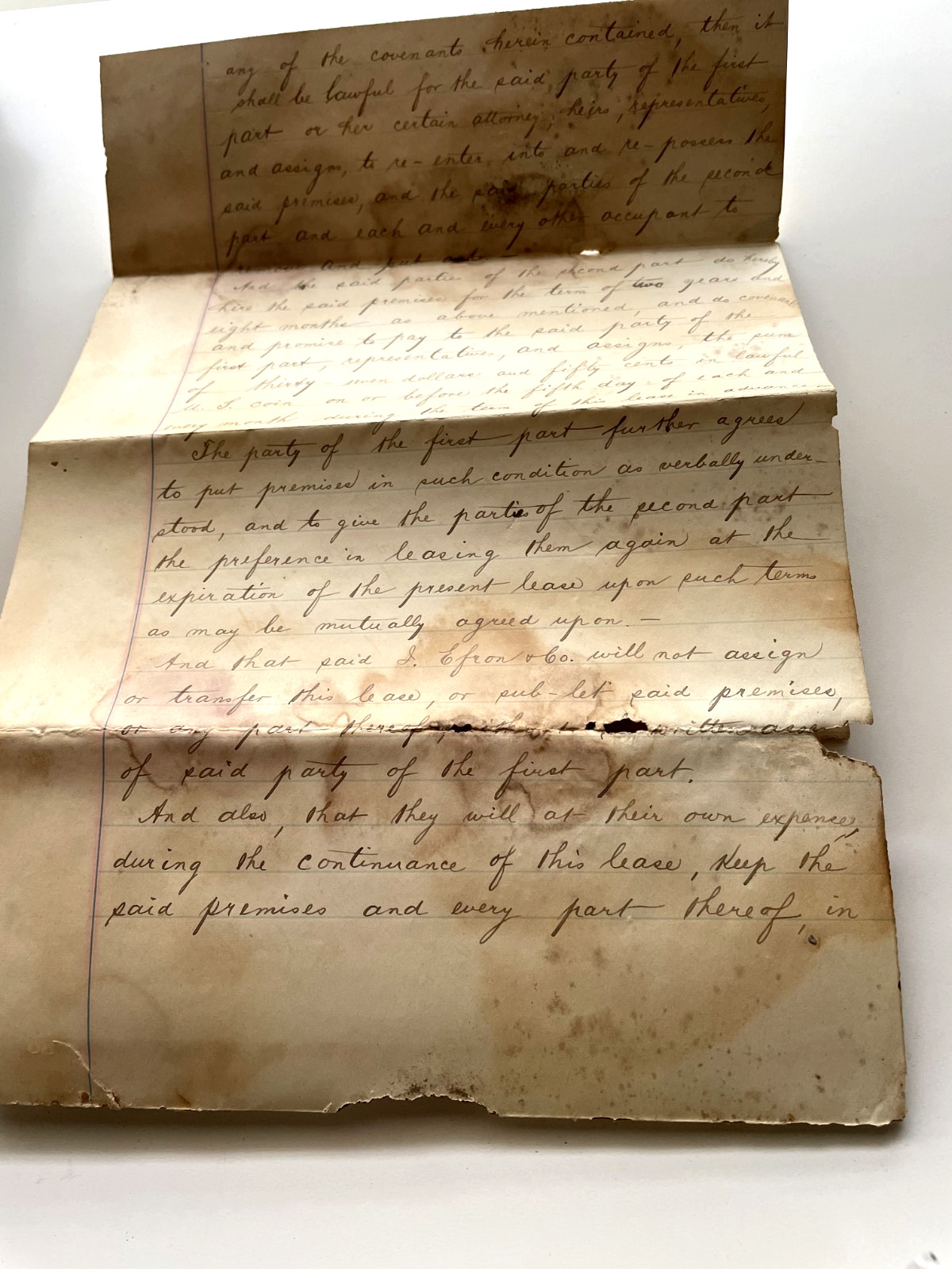 1885 San Antonio Texas Lease Document Mary Menger East Side North Laredo Street