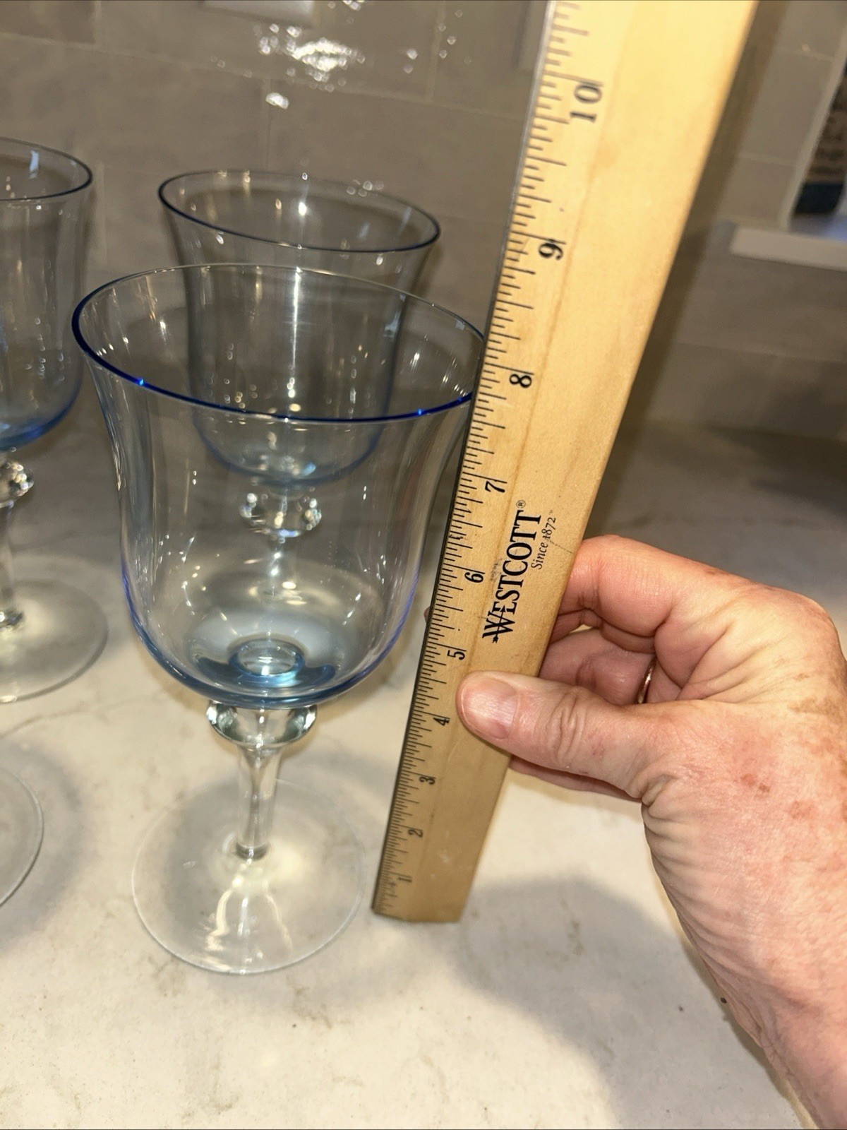 Vintage Denby AURORA Light Blue Water Goblets - Set/of 6