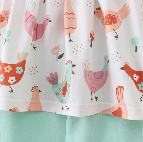 NEW Boutique Chicken Farm Tunic & Shorts Girls Outfit Set Easter