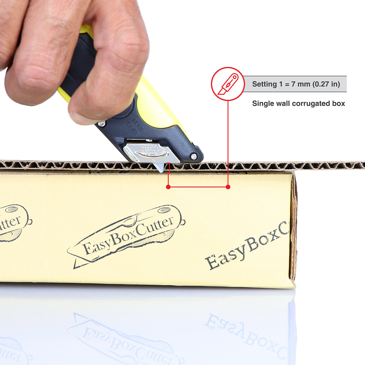 Easy Cut Safety Box Cutter Knife Easycut tool for work cutting Yellow 2000N