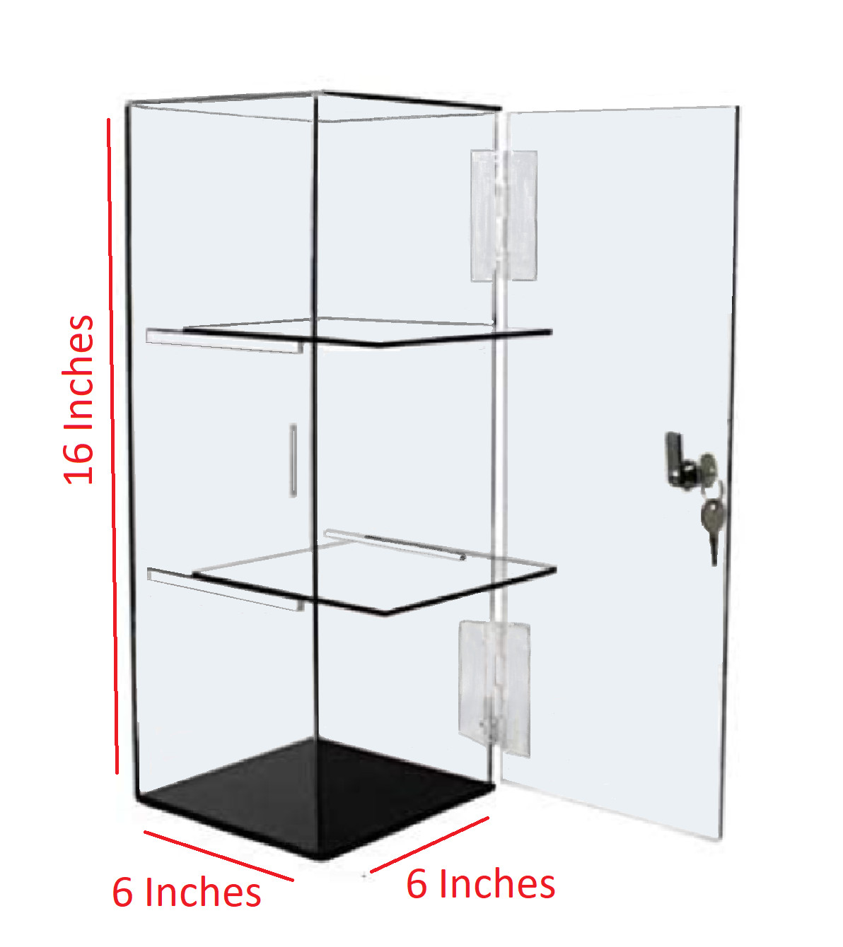 T'z Tagz Clear Acrylic Display Case Removable 2 Shelf Locking Showcase Cabinet