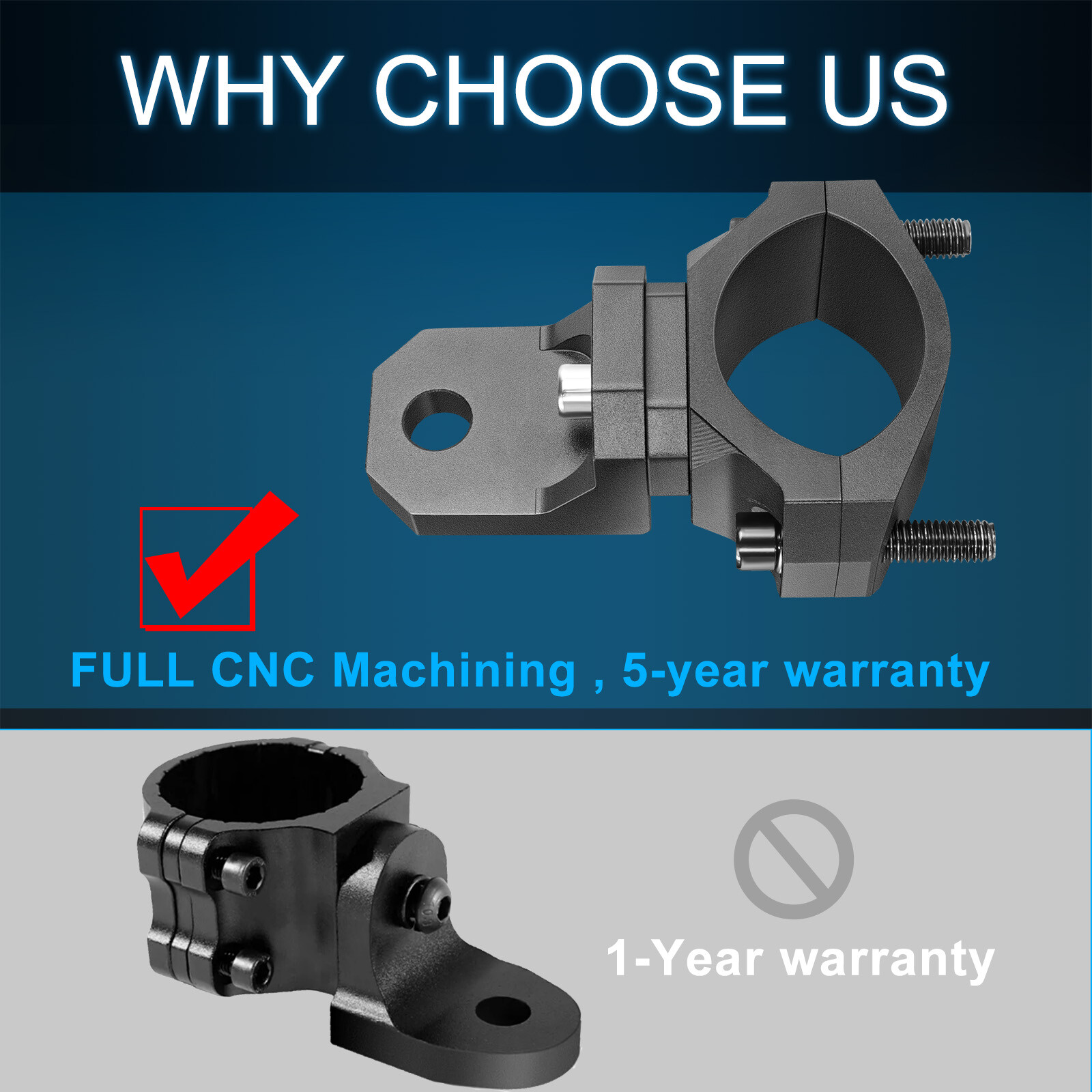 2x For Polaris RZR LED Whip Lights Mounting Brackets 1.5-2.5" Roll Bar Mount UTV