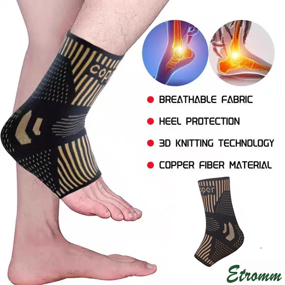 Copper Ankle Brace Silver Support Compression Sleeve Socks Foot Fasciitis Pain